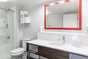 1 cama matrimonial grande y sofá cama | Baño | Tina con regadera, amenidades de baño gratuitas, toallas 