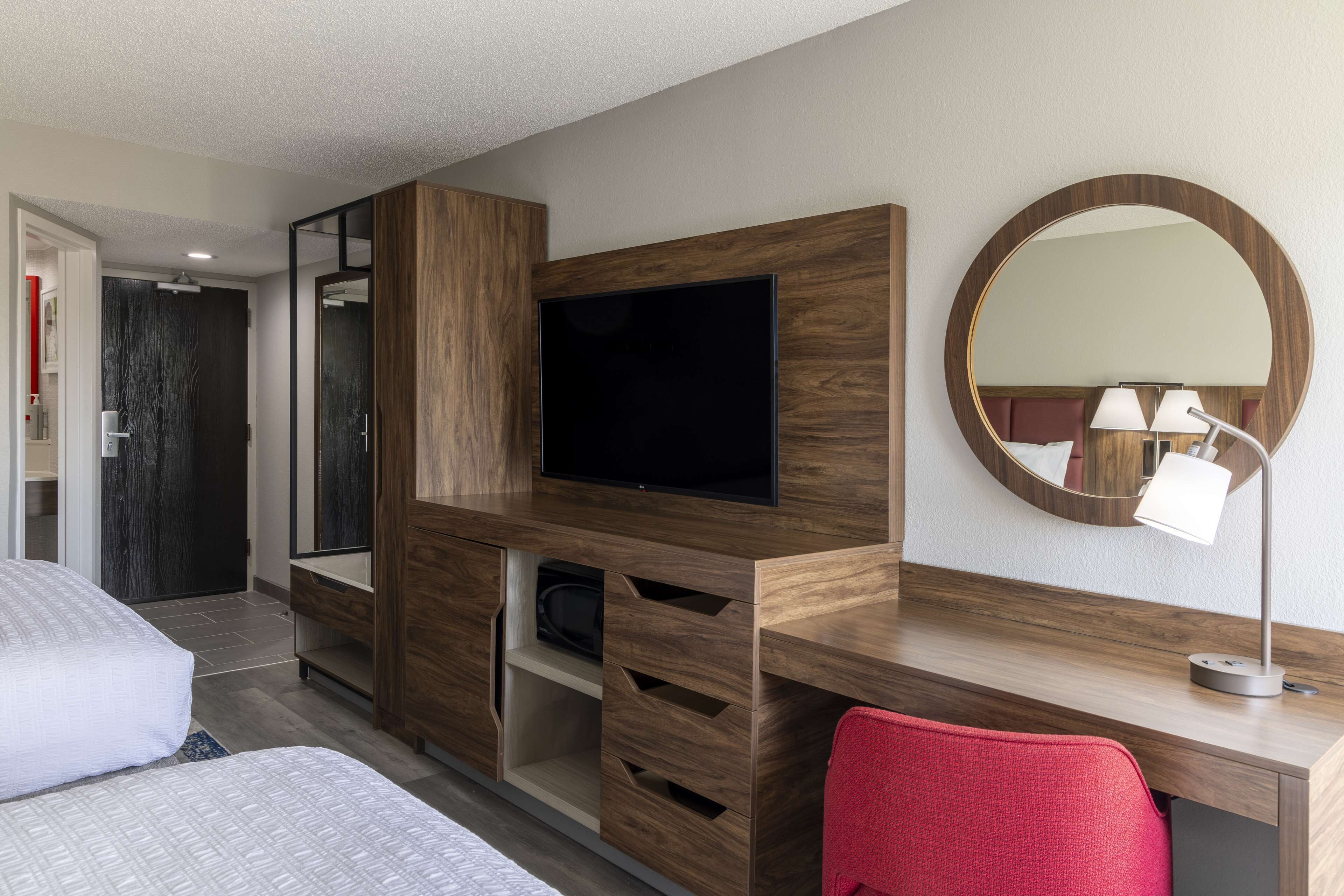 room, 2 queen beds, refrigerator & microwave | premium bedding, in-room safe, desk, iron/ironing board