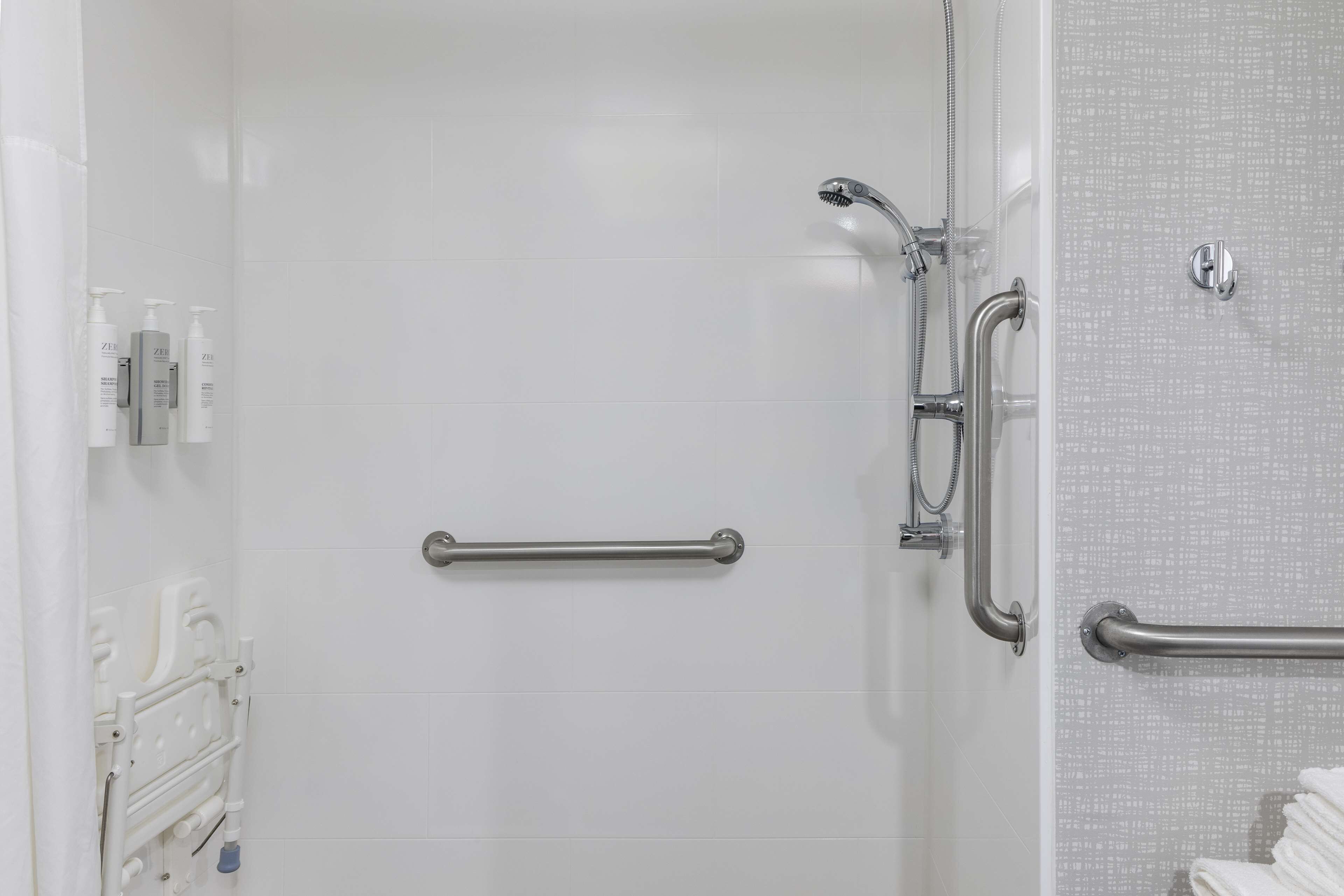 room, 1 king bed, accessible, non smoking (roll-in shower) | bathroom | combined shower/bathtub, free toiletries, towels