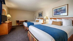 Standard Room, 2 Double Beds, Refrigerator & Microwave | Laptop workspace, iron/ironing board, free WiFi, bed sheets