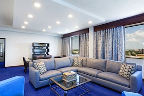 Suite, 1 King Bed, Pool View | Living area | LCD TV
