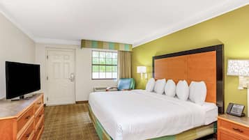 Premium bedding, desk, blackout curtains, iron/ironing board