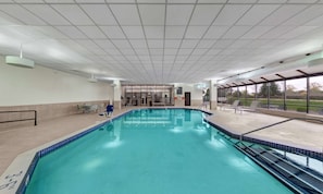 Indoor pool, open 4:00 AM to 11:00 PM, pool loungers