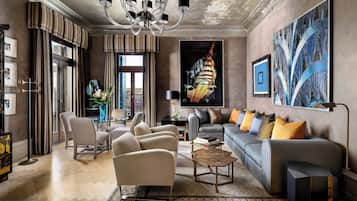 Suite, 1 slaapkamer, hoek | Italiaanse Frette-lakens, luxe beddengoed, een minibar