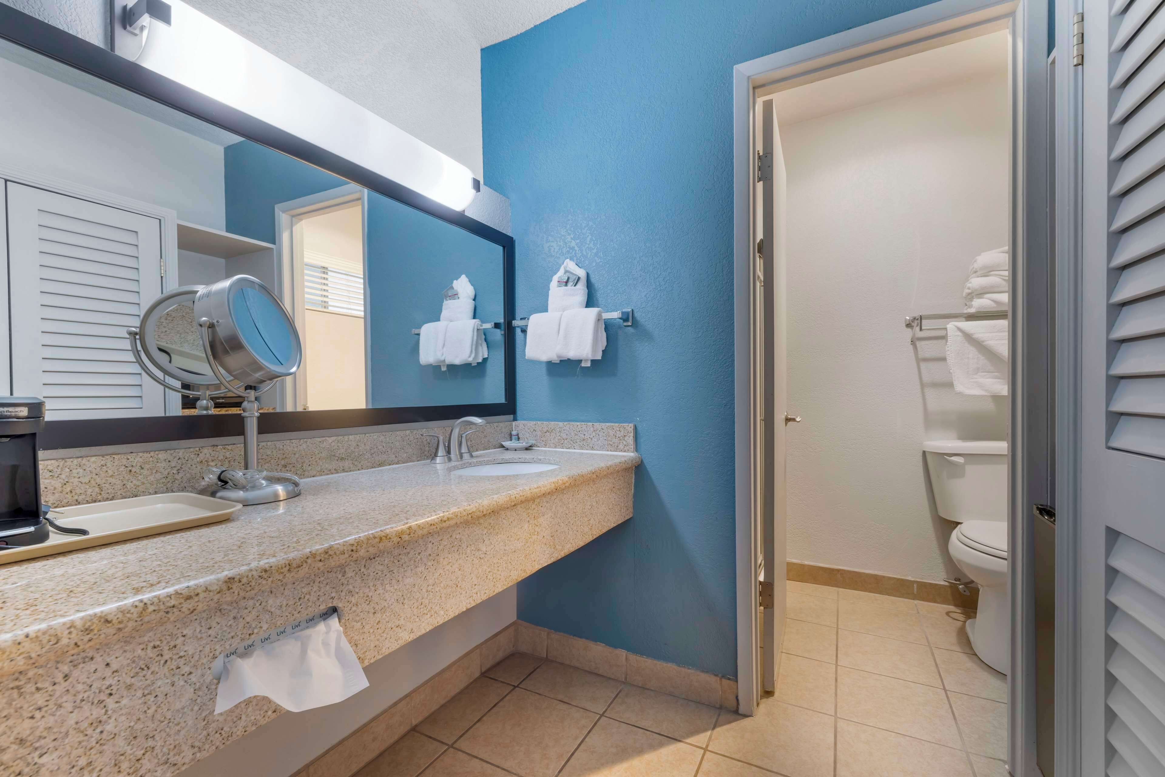 free toiletries, hair dryer, towels