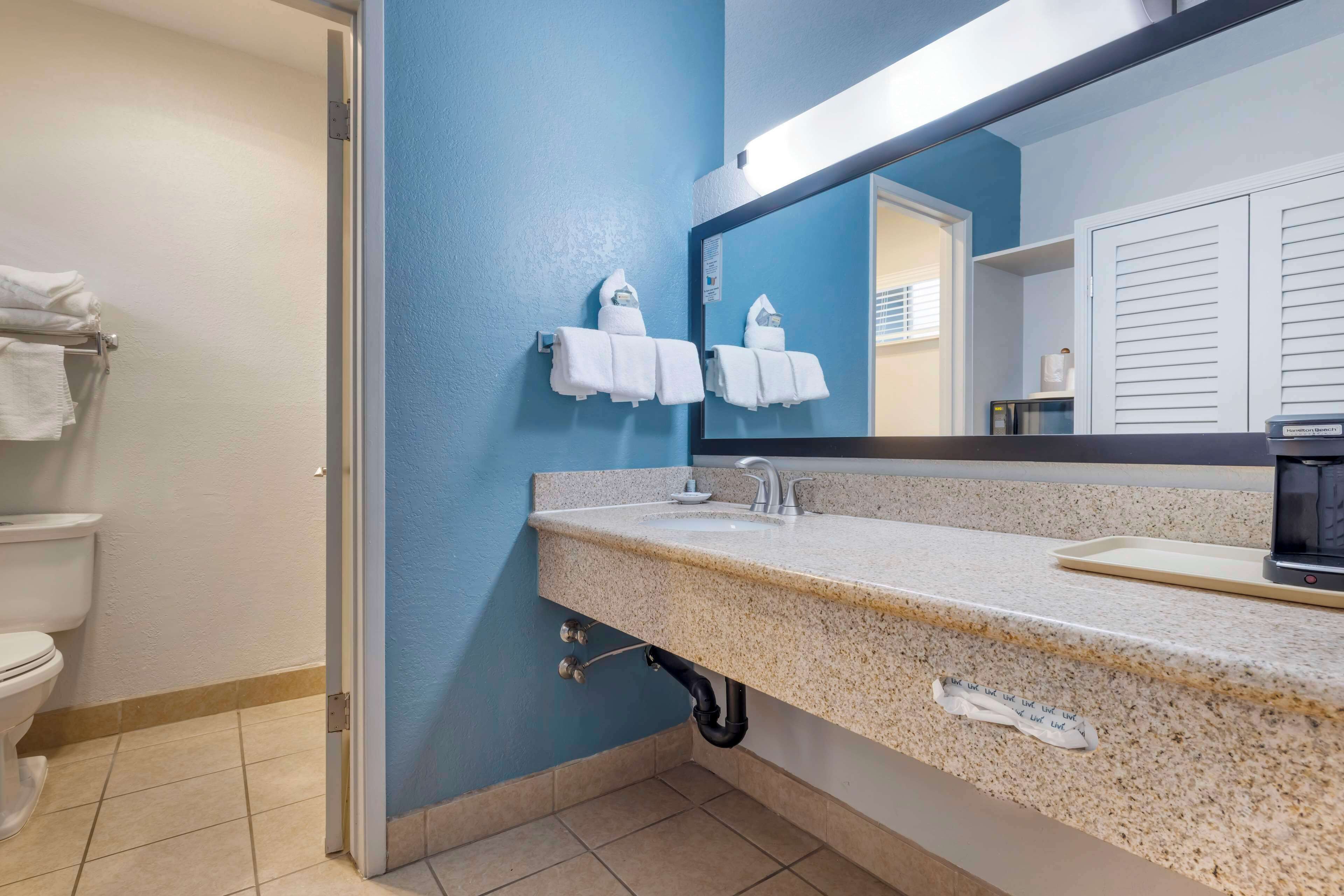 free toiletries, hair dryer, towels