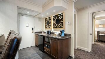 Suite, 1 King Bed, Non Smoking, Refrigerator & Microwave | In-room safe, desk, laptop workspace, blackout drapes
