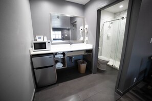 Standard Room, 2 Queen Beds | Bathroom | Hair dryer, towels