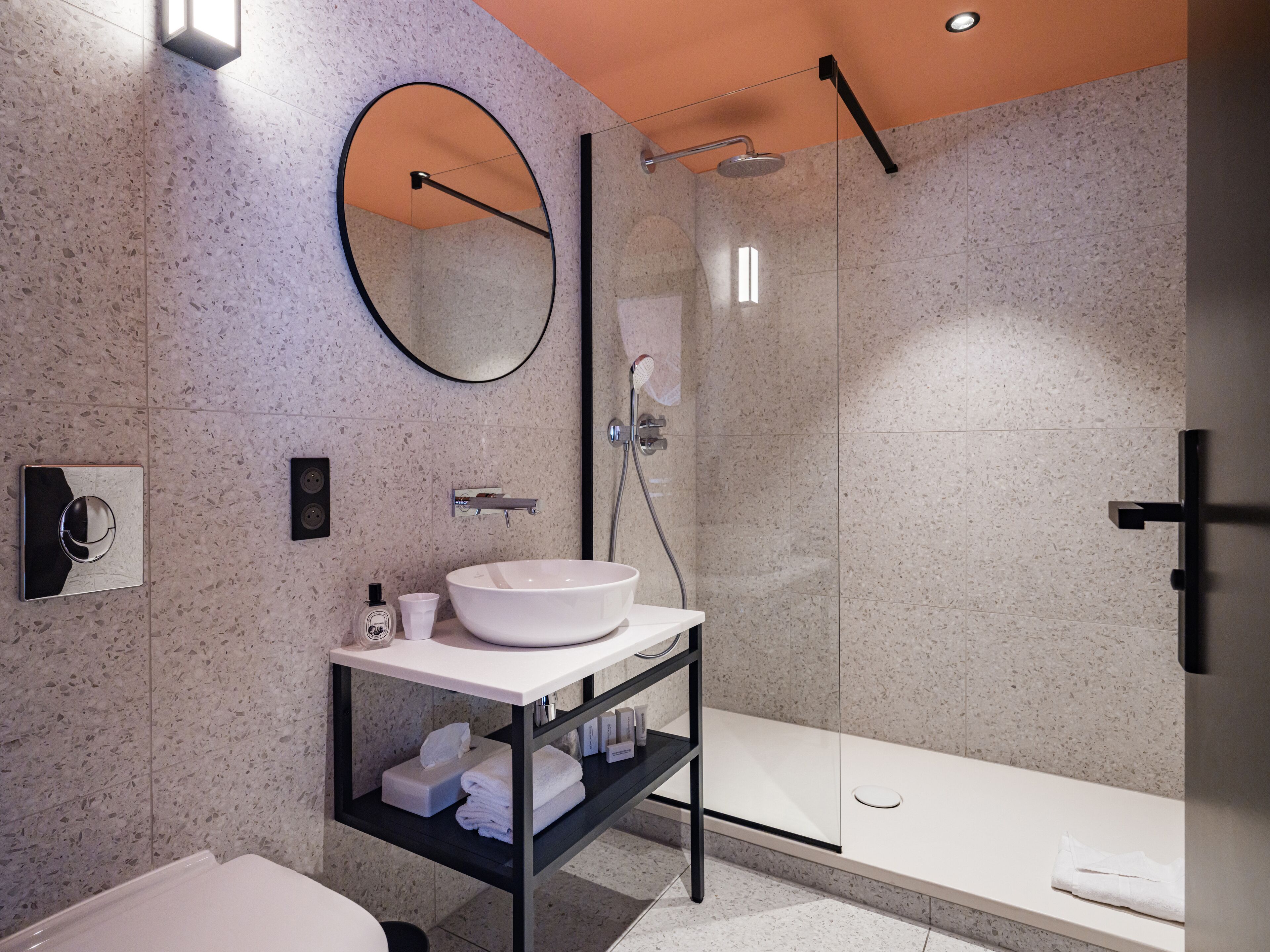 free toiletries, hair dryer, towels