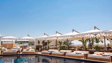2 outdoor pools, open 9:00 AM to 5:00 PM, pool umbrellas, sun loungers