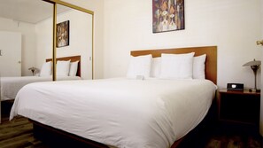 Premium bedding, down comforters, pillowtop beds, in-room safe