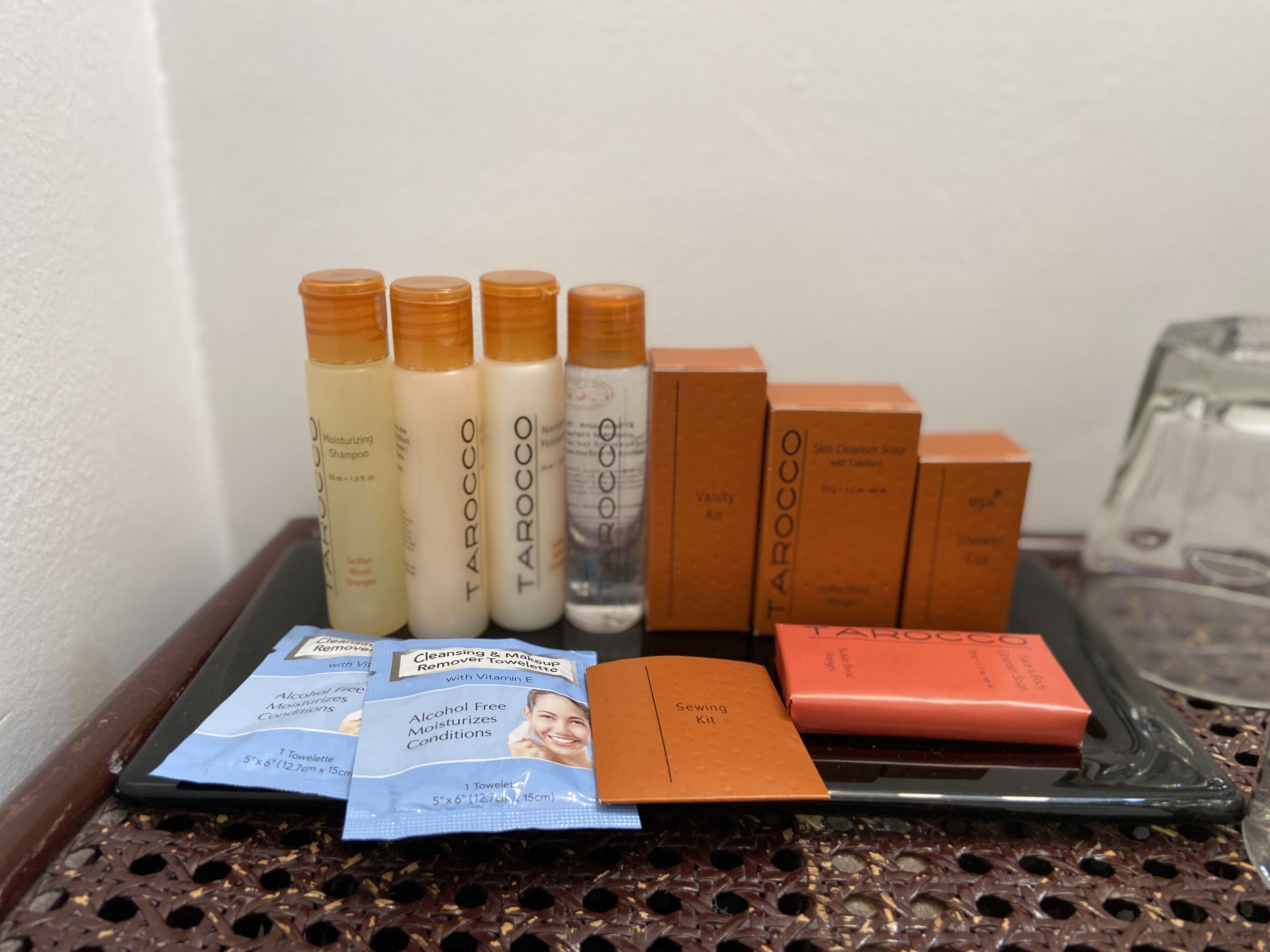 combined shower/bathtub, designer toiletries, hair dryer, bathrobes