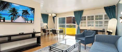 Premium bedding, down comforters, pillowtop beds, in-room safe