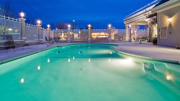 Outdoor pool, open 10:00 AM to 10:00 PM, sun loungers