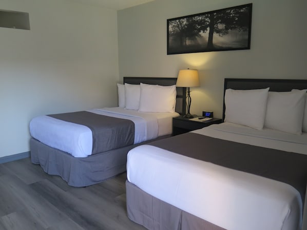 Iron/ironing board, Internet, bed sheets, alarm clocks