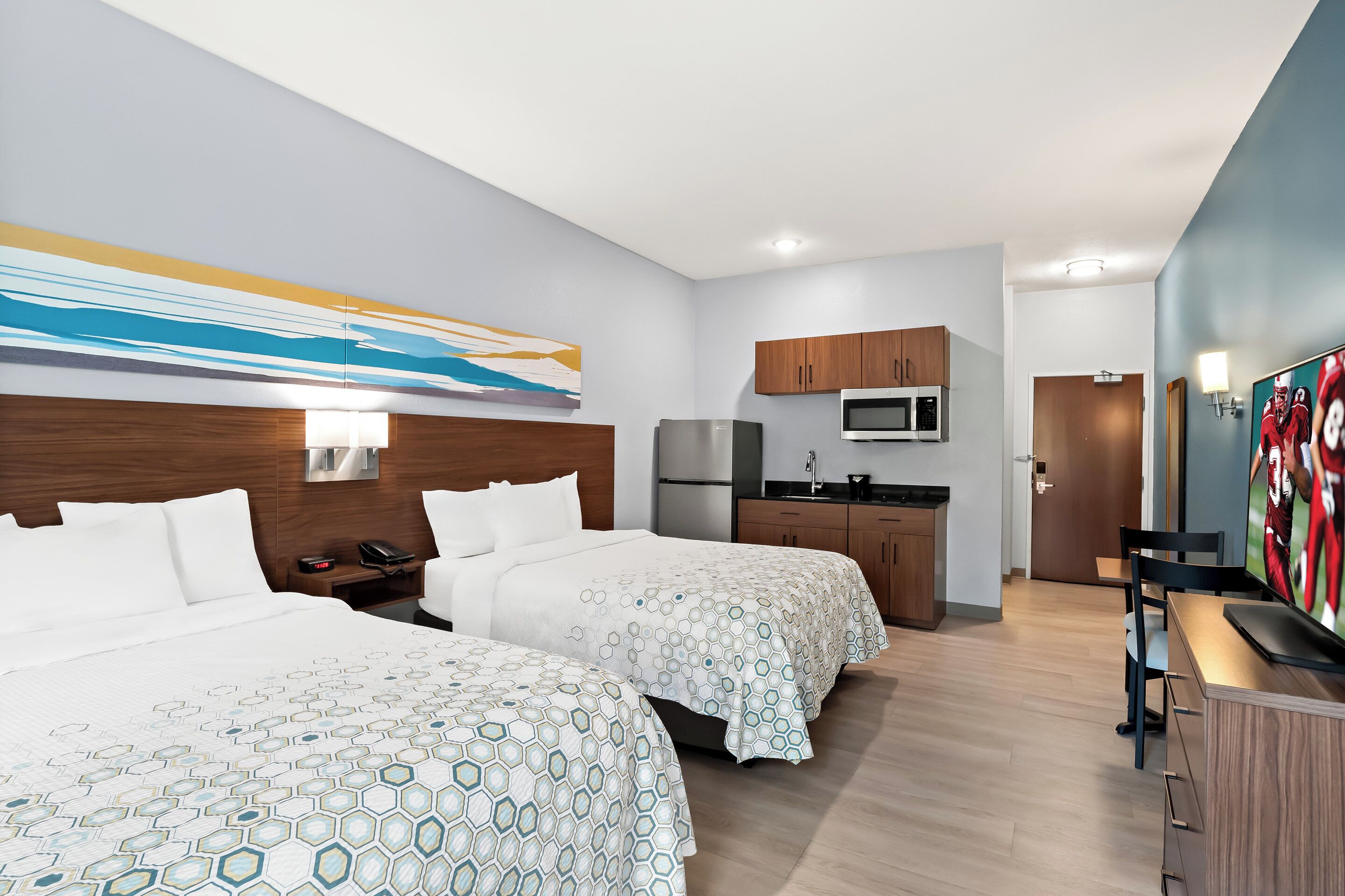 Studio, 2 Queen Beds, Non Smoking | Desk, blackout drapes, iron/ironing board, WiFi (free)