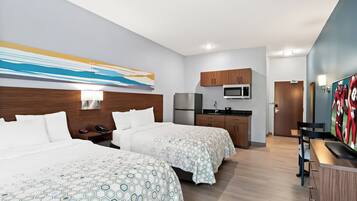 Studio, 2 Queen Beds, Non Smoking | Desk, blackout drapes, iron/ironing board, WiFi (free)