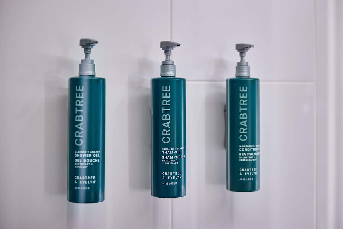 shower, designer toiletries, hair dryer, bathrobes