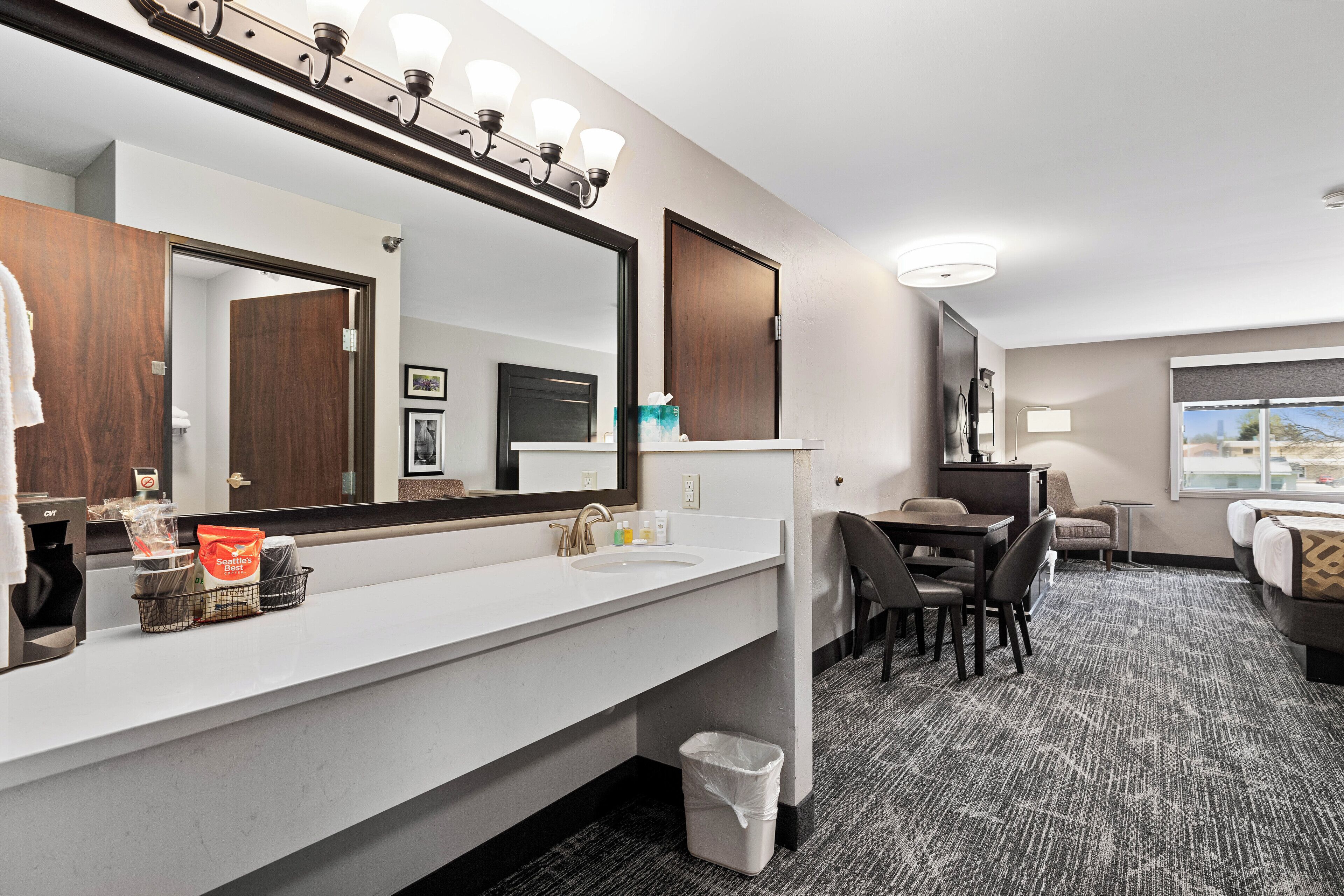 deluxe room, 2 queen beds (2 queen beds and a pull out sofabed) | in-room safe, blackout curtains, iron/ironing board, free wifi