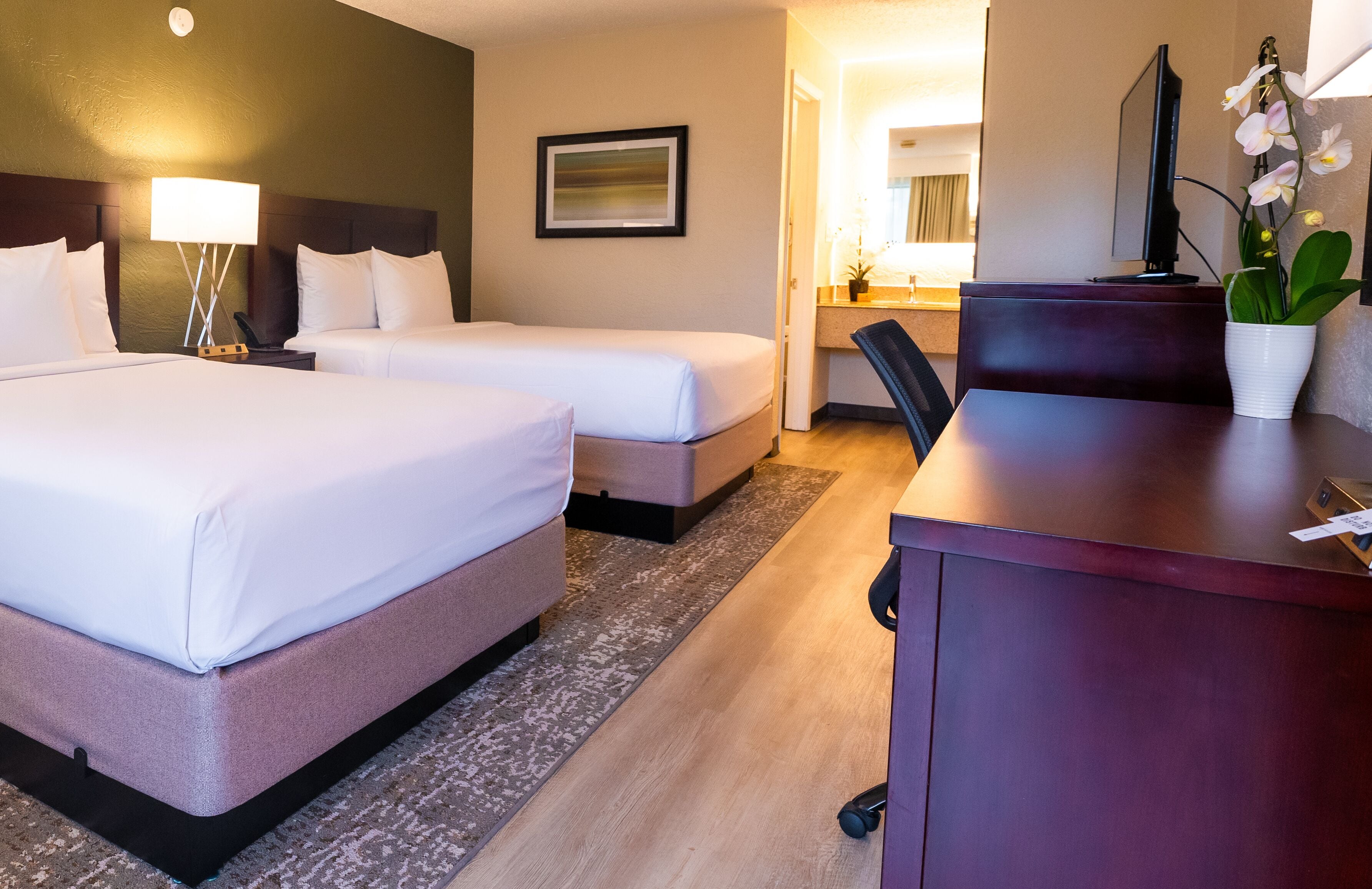 Hypo-allergenic bedding, in-room safe, desk, laptop workspace