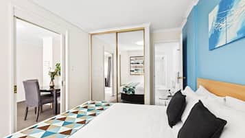 1 bedroom, laptop workspace, iron/ironing board, free cots/infant beds