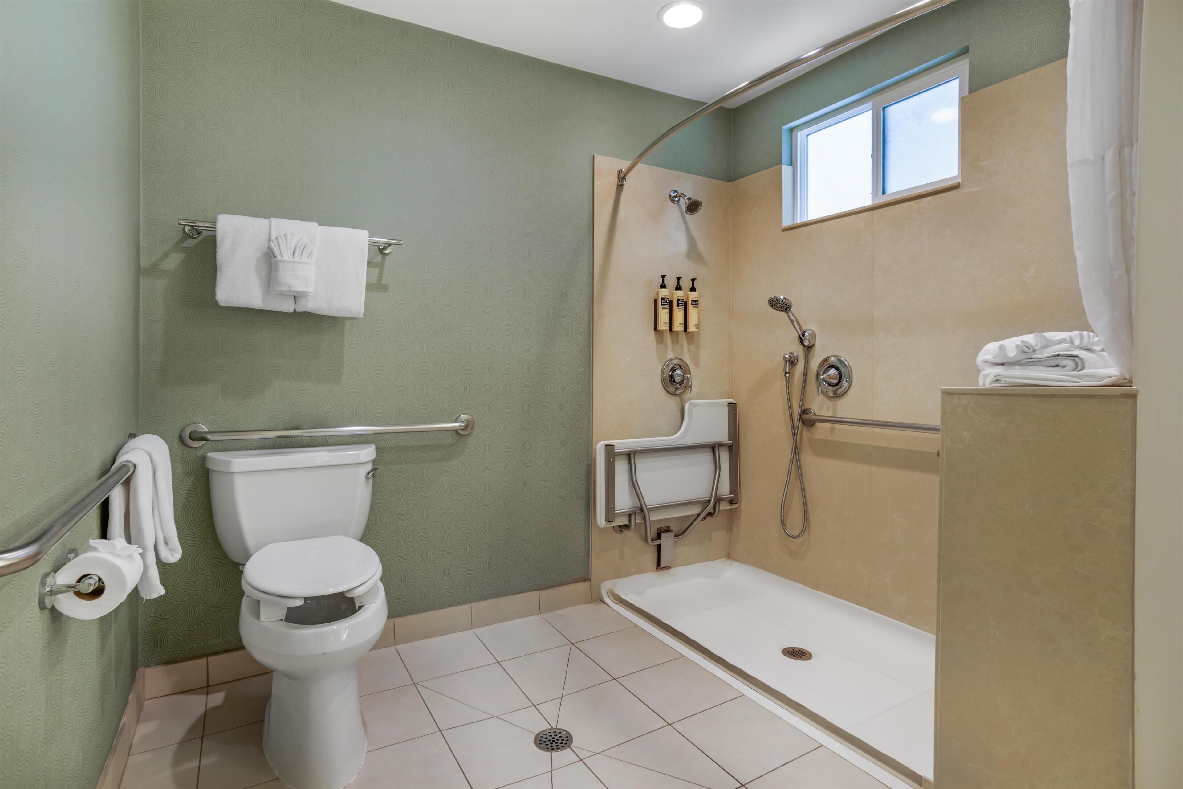 Habitación estándar, 1 cama King size, con acceso para personas discapacitadas | Baño | Tina con regadera, amenidades de baño gratuitas, secadora de cabello 
