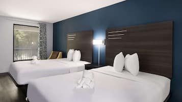Standard Room, 2 Double Beds, Non Smoking | Desk, blackout curtains, iron/ironing board, free WiFi