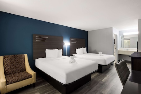 Standard Room, 2 Double Beds, Non Smoking | Desk, blackout drapes, iron/ironing board, free WiFi