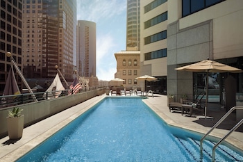 Outdoor pool, pool umbrellas at The Westin San Diego Bayview