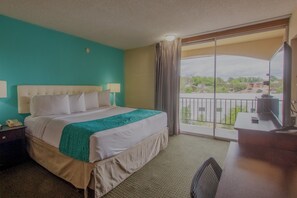 Pillow-top beds, desk, laptop workspace, blackout curtains