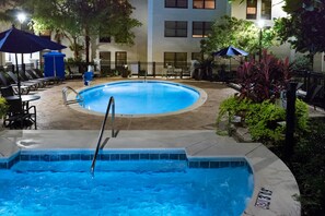 2 outdoor pools, open 10 AM to 10 PM, pool loungers