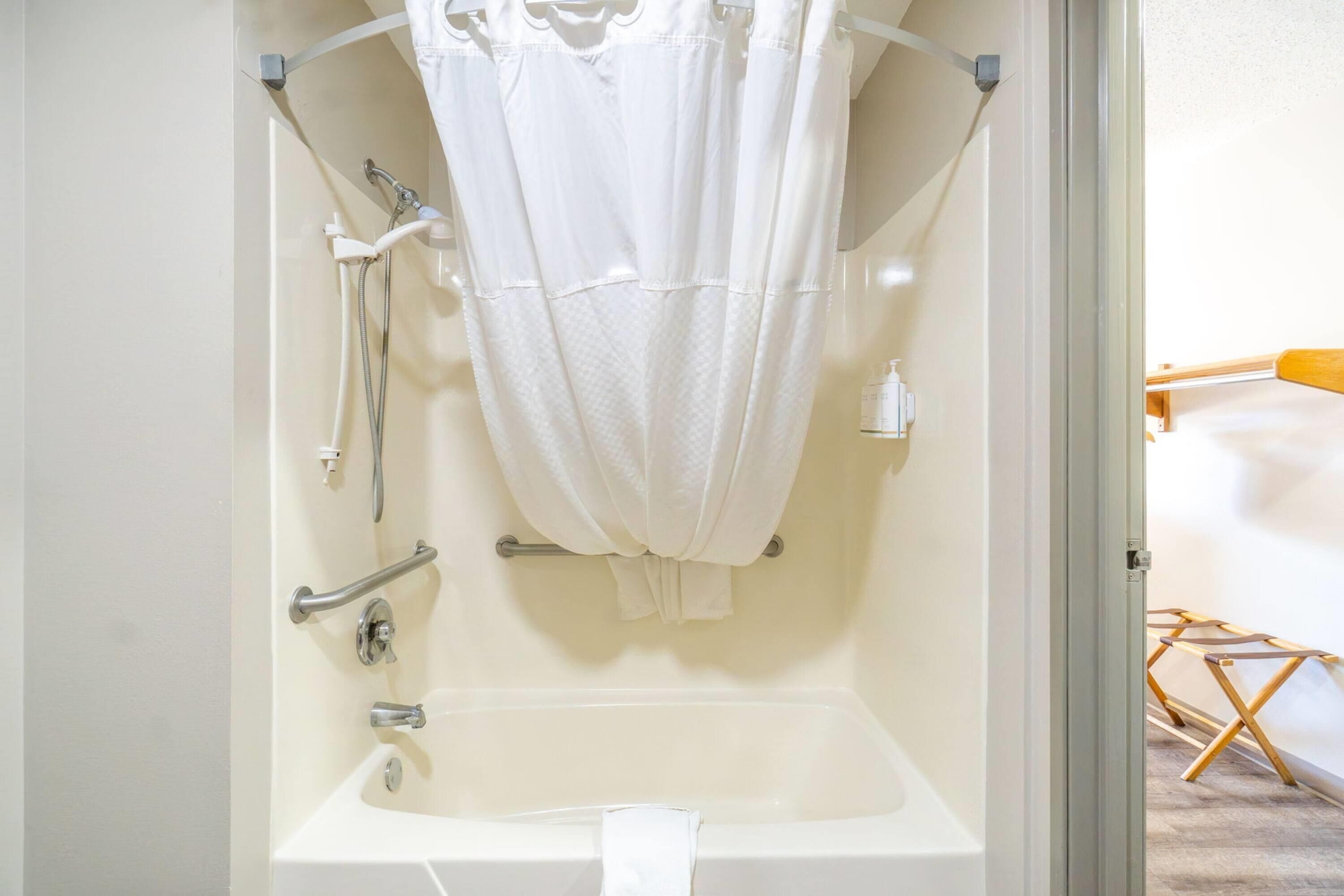 Room, 1 King Bed, Accessible, Non Smoking | Bathroom | Combined shower/tub, free toiletries, hair dryer, towels