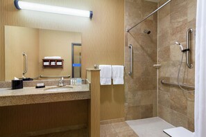 Room, 2 Queen Beds, Accessible, Non Smoking (Mobility & Hearing, Roll-In Shower) | Bathroom shower - Hampton Inn Abilene (Abilene)