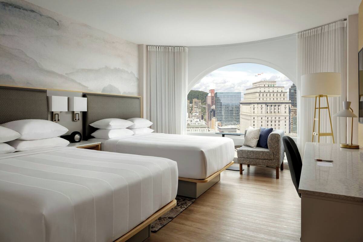 Room, 2 Double Beds, Park View | Hypo-allergenic bedding available, in-room safe, desk, blackout drapes