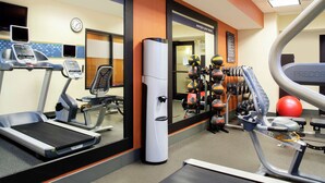 A gym with treadmills, exercise balls, and weight machines.