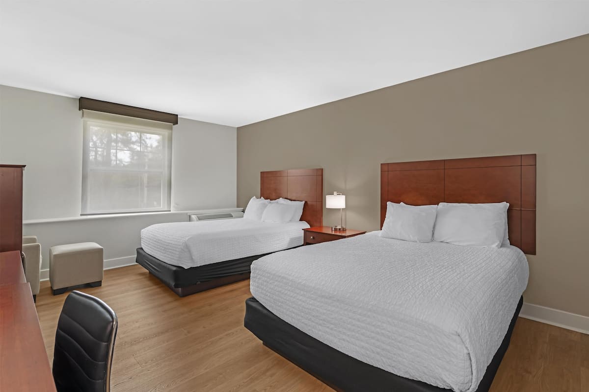Standard Room, 2 Queen Beds, Non Smoking, Refrigerator & Microwave (Shower Only) | Individually decorated, individually furnished, desk, laptop workspace