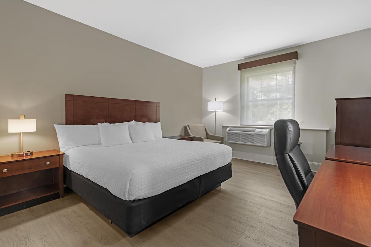 Chambre Standard, 1 très grand lit, accessible aux personnes à mobilité réduite, non-fumeurs | Décoration personnalisée, ameublement personnalisé, bureau