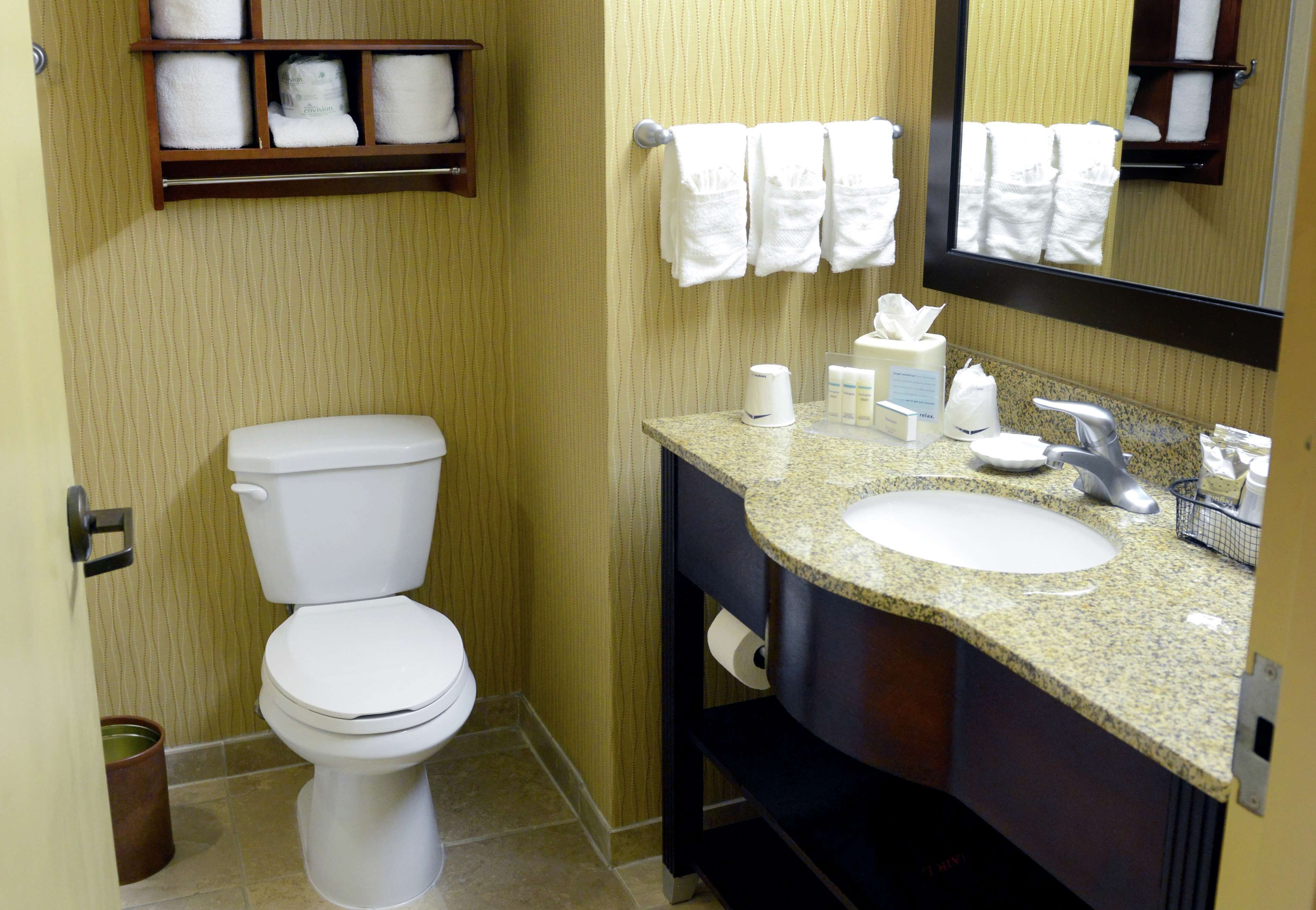 free toiletries, hair dryer, towels