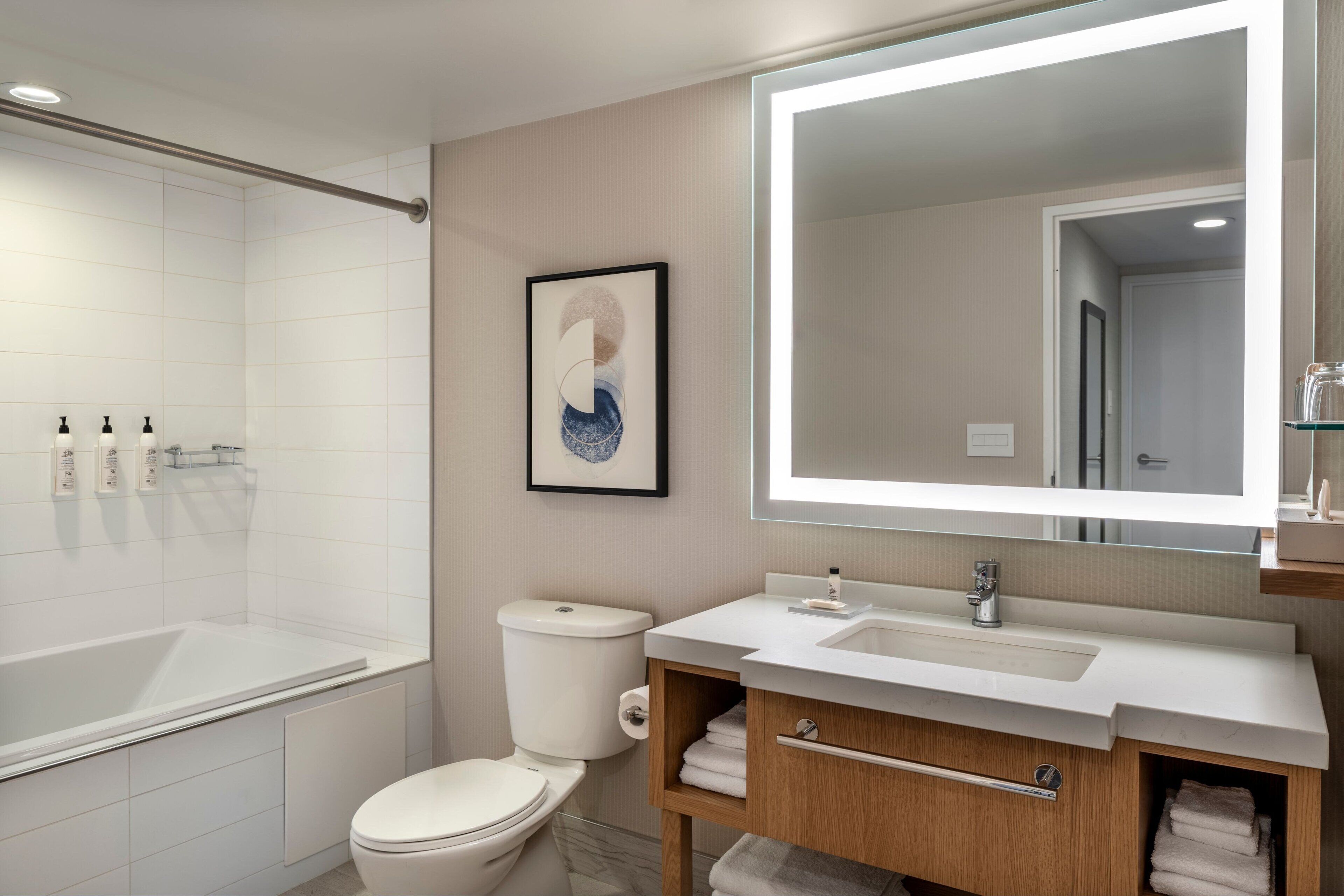 free toiletries, hair dryer, towels