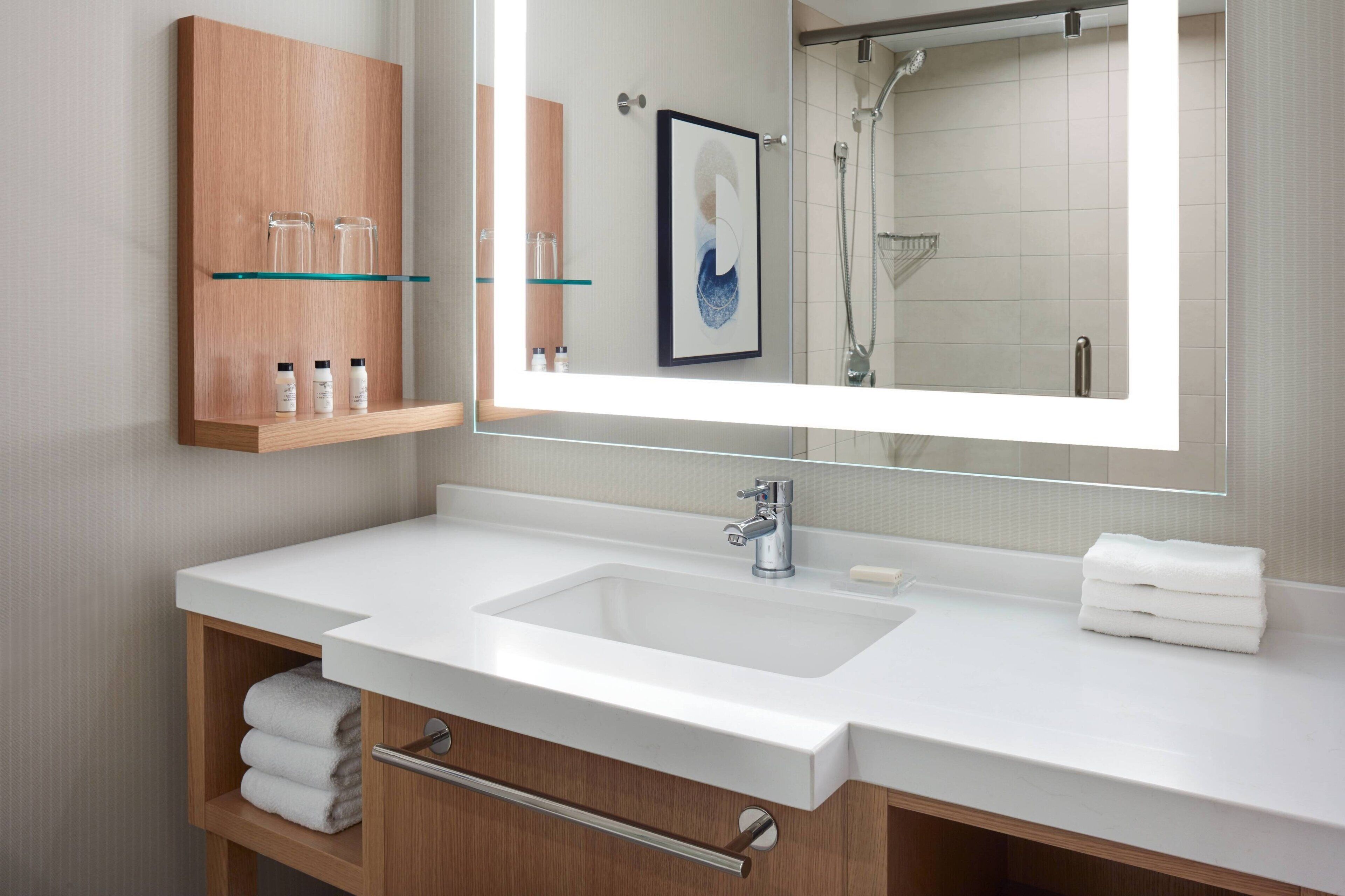 free toiletries, hair dryer, towels