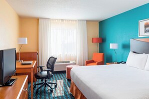 Premium bedding, desk, blackout drapes, iron/ironing board
