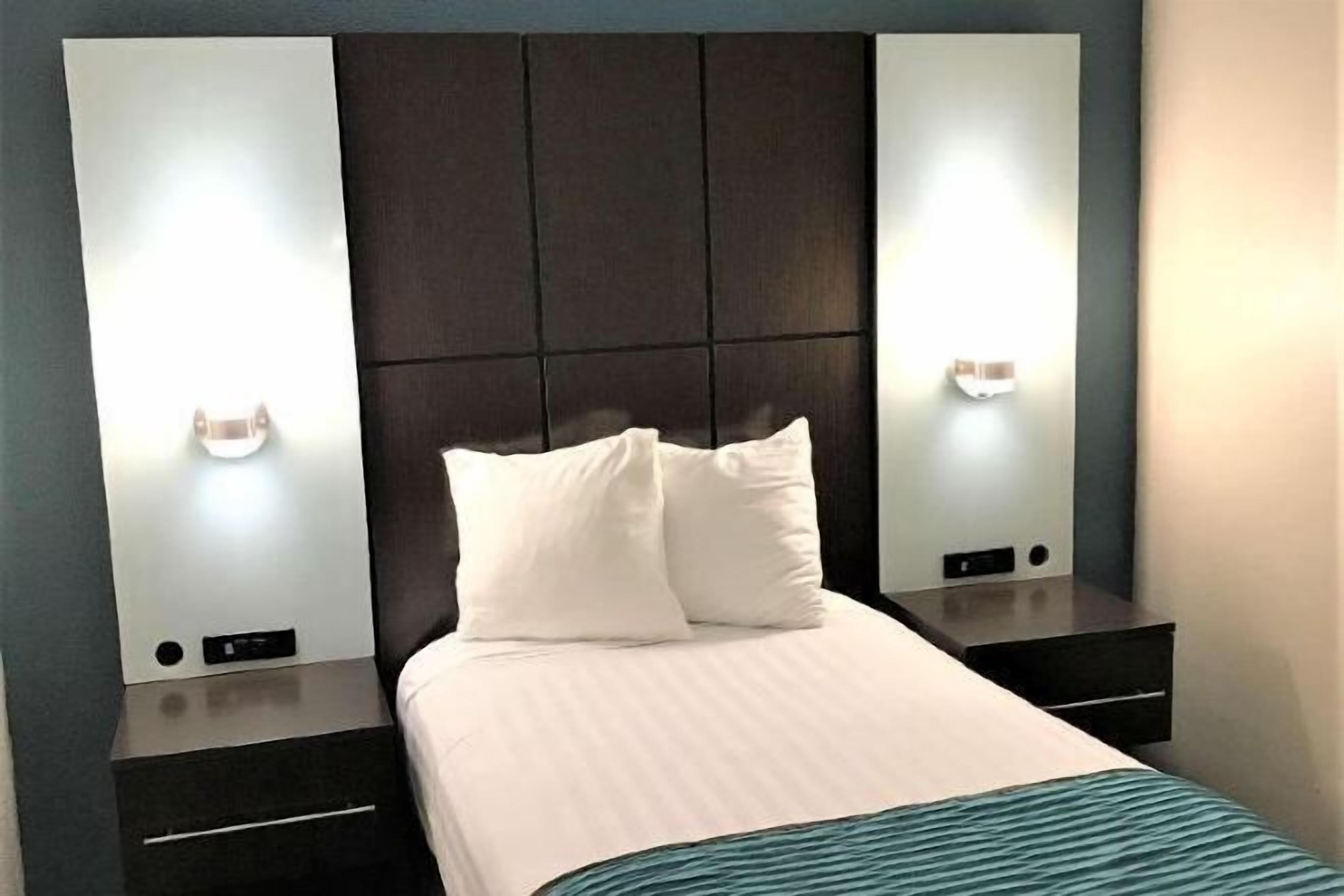 Pillow-top beds, desk, laptop workspace, iron/ironing board