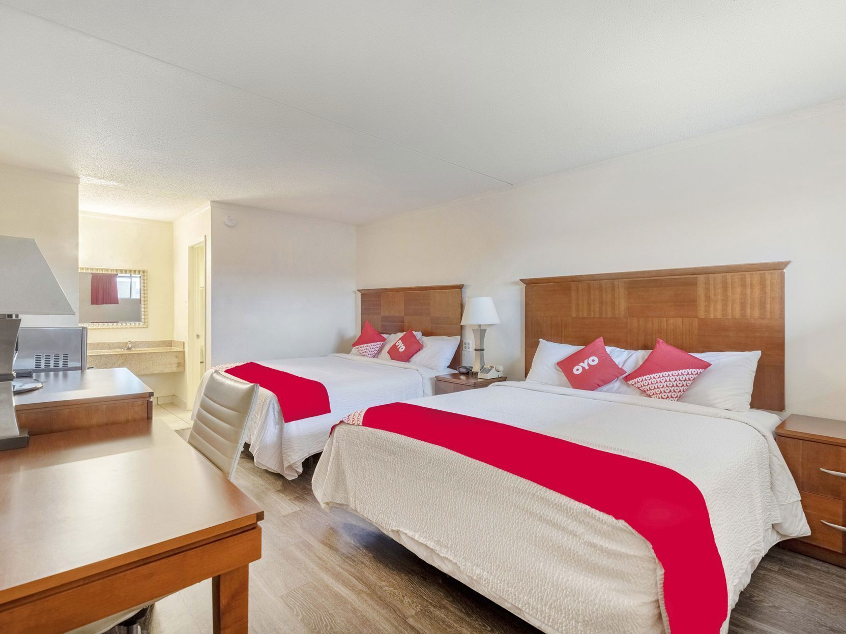 Desk, free WiFi, bed sheets