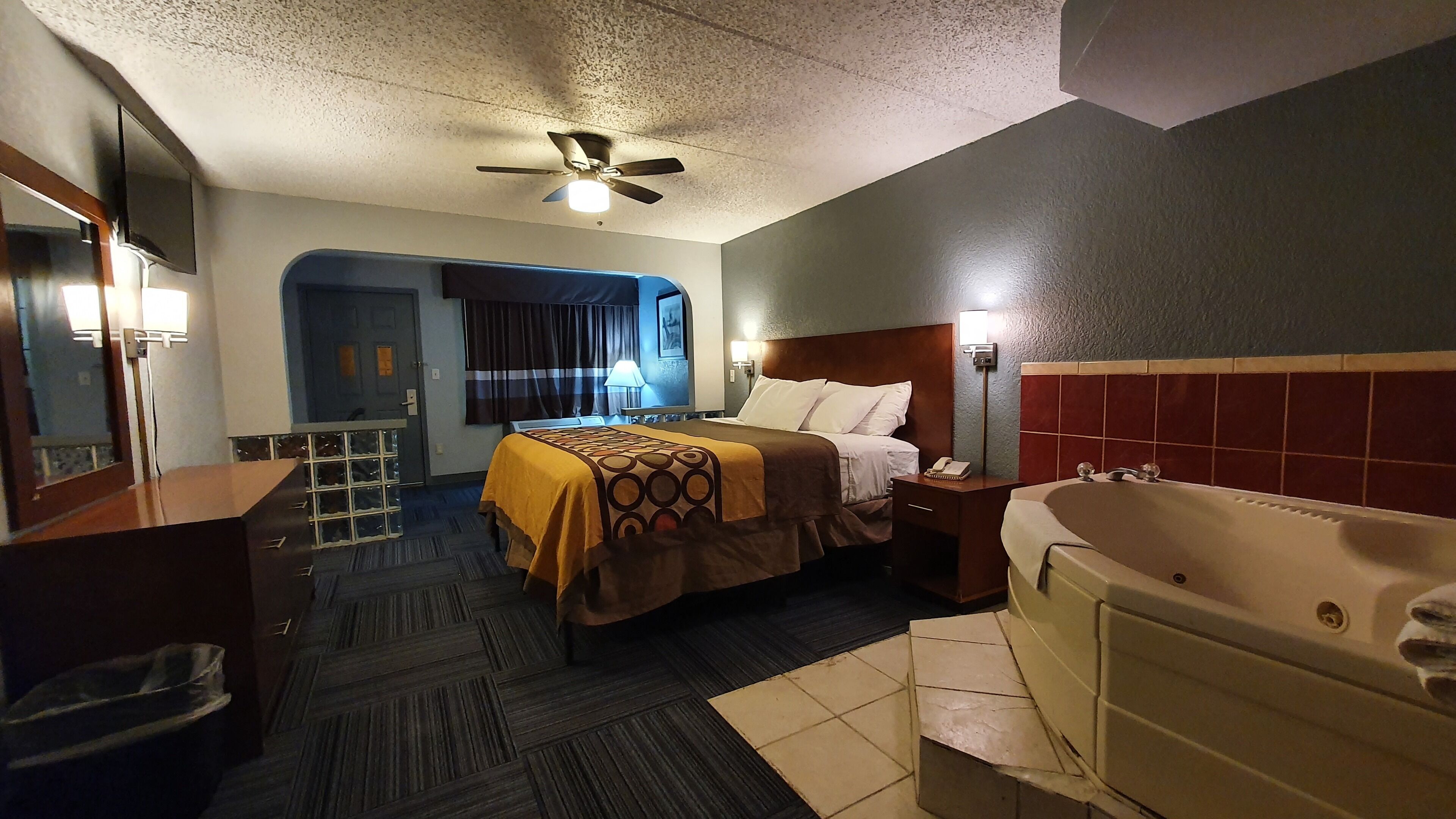 Desk, blackout drapes, iron/ironing board, free WiFi