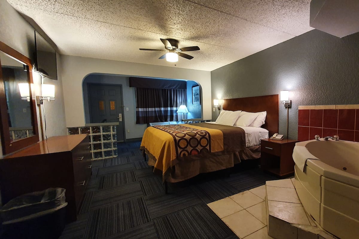Desk, blackout drapes, iron/ironing board, WiFi (free)