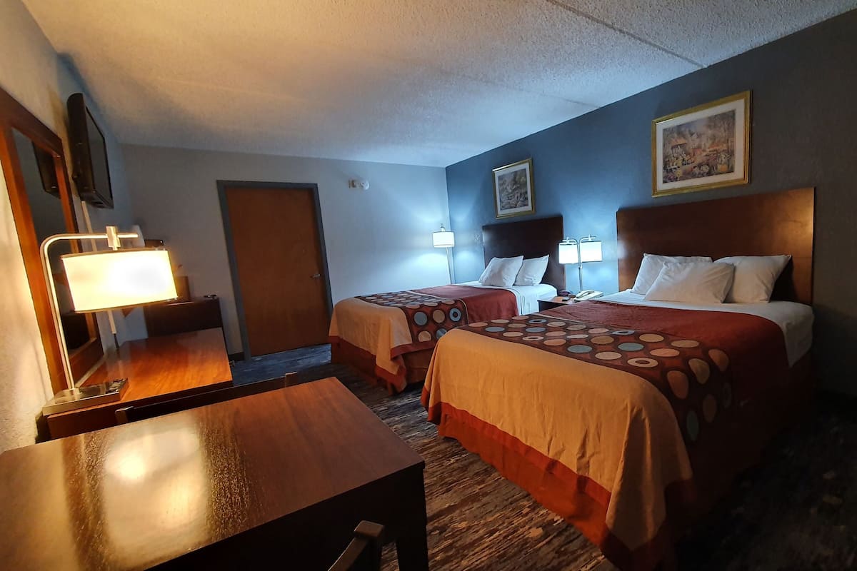 Desk, blackout drapes, iron/ironing board, WiFi (free)