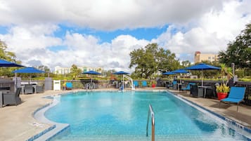 Outdoor pool, sun loungers