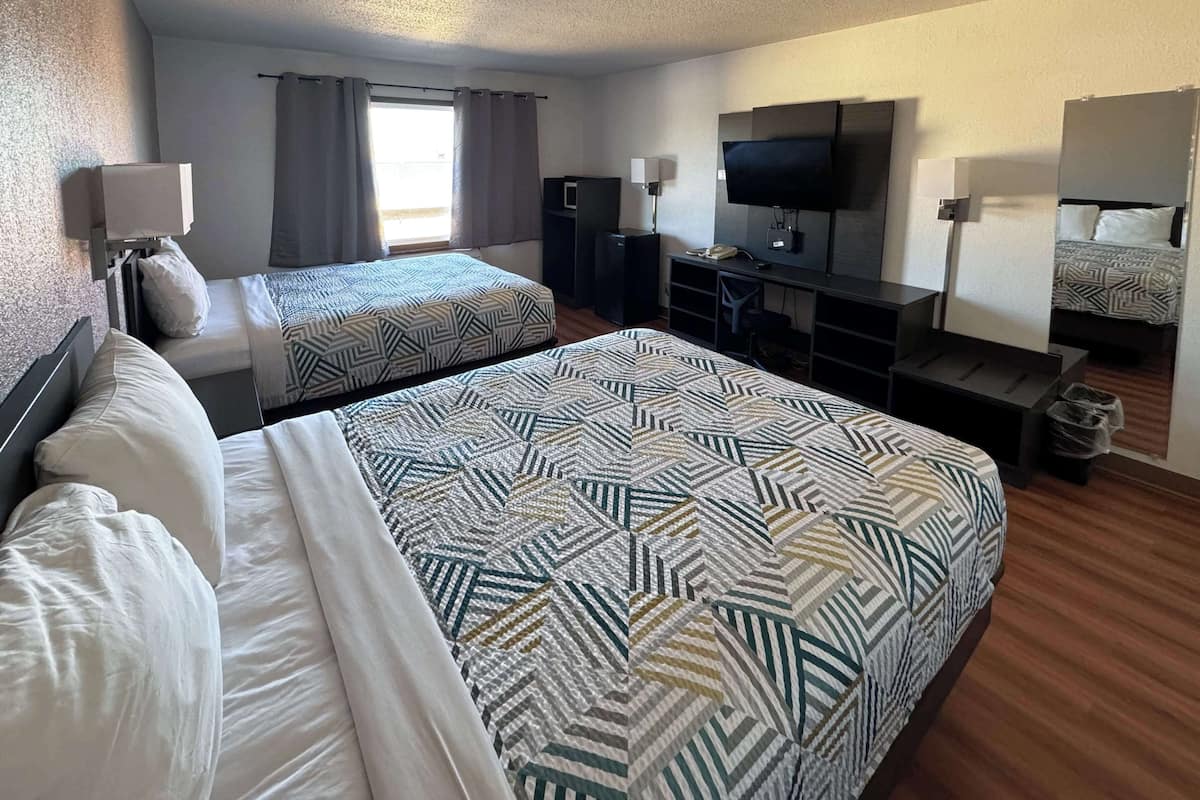 Standard Room, 2 Queen Beds, Non Smoking | Desk, free WiFi, bed sheets, alarm clocks