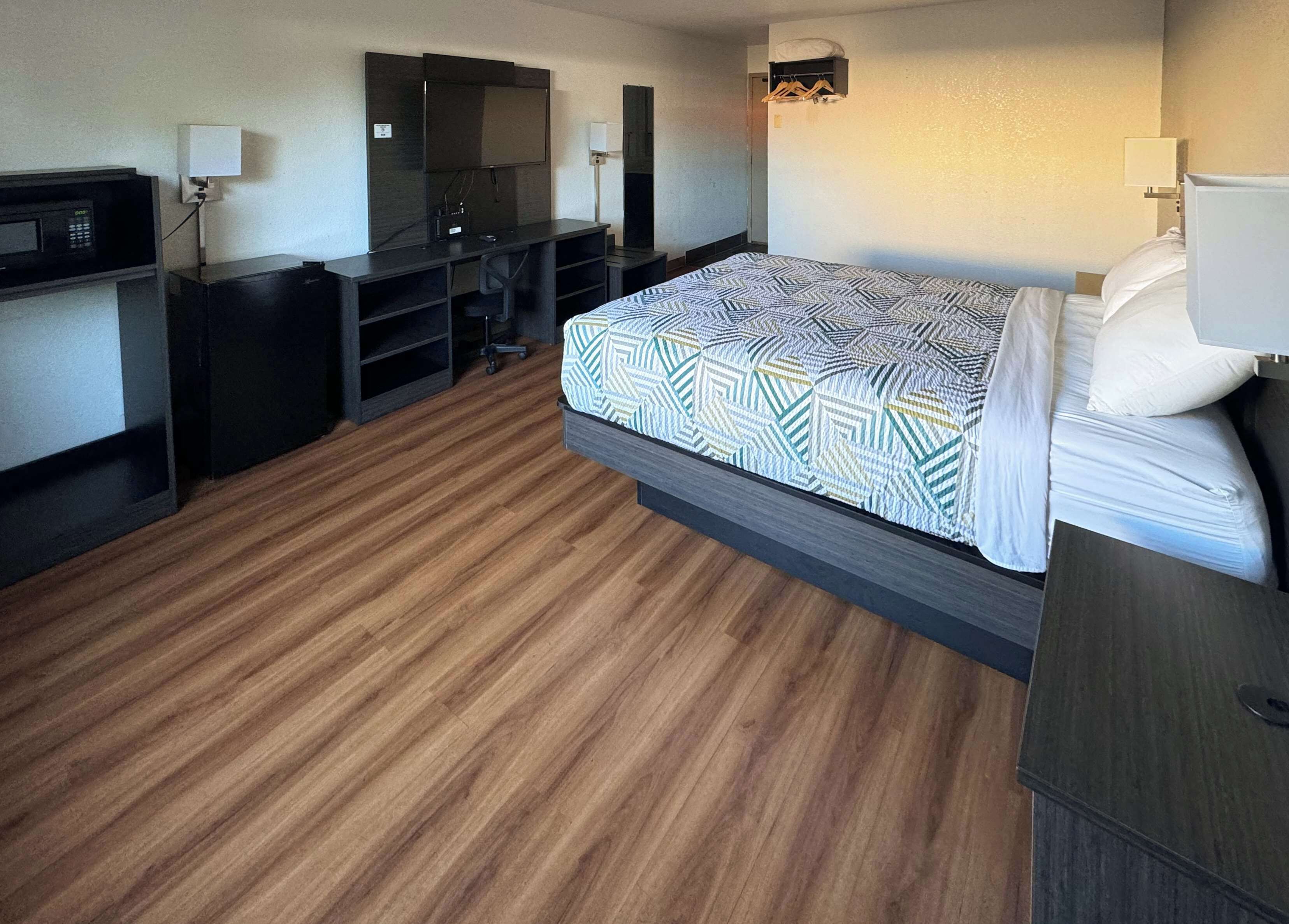 Desk, free WiFi, bed sheets, alarm clocks