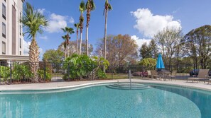 Outdoor pool, pool loungers